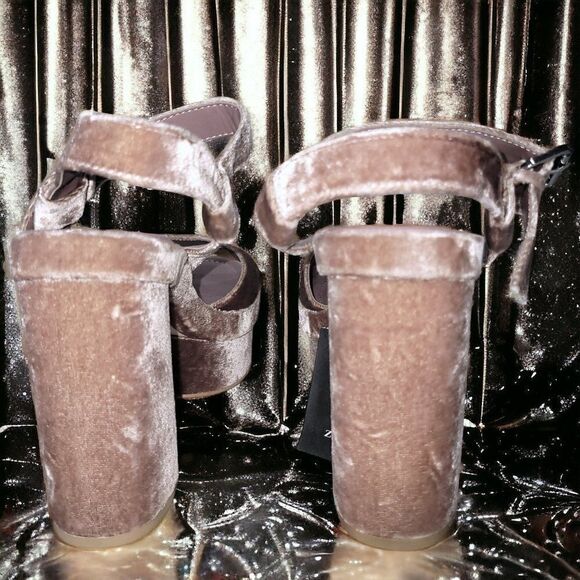 Zara Mauve Pink velvet exotic leather platform high heel sandals NWT - Picture 7 of 8